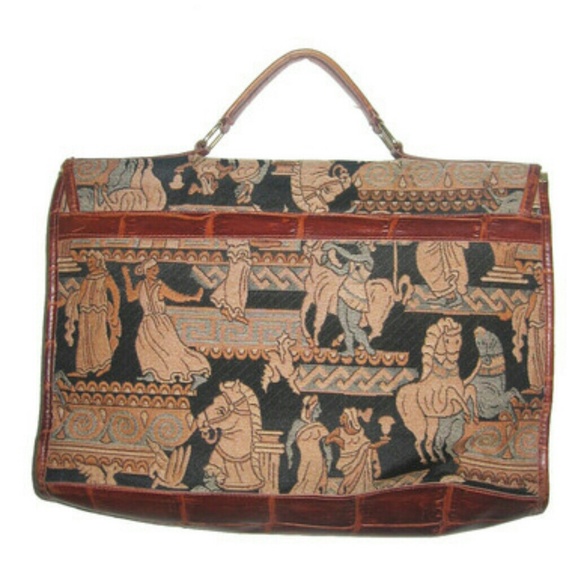 Vintage ItalianTapestry Leather Tote Handbag - Picture 4 of 4